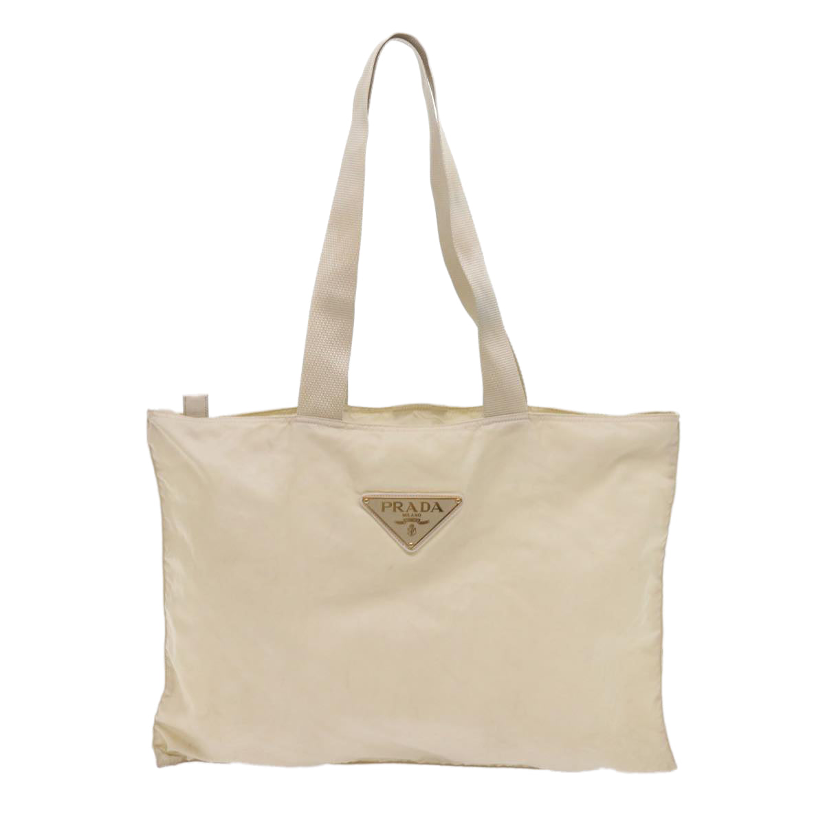 PRADA Shoulder Bag Nylon Beige Auth bs11906