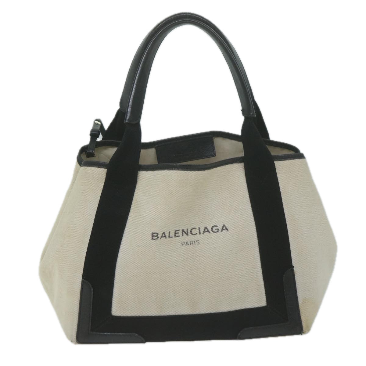 BALENCIAGA Tote Bag Canvas White Black 339933 Auth bs11907