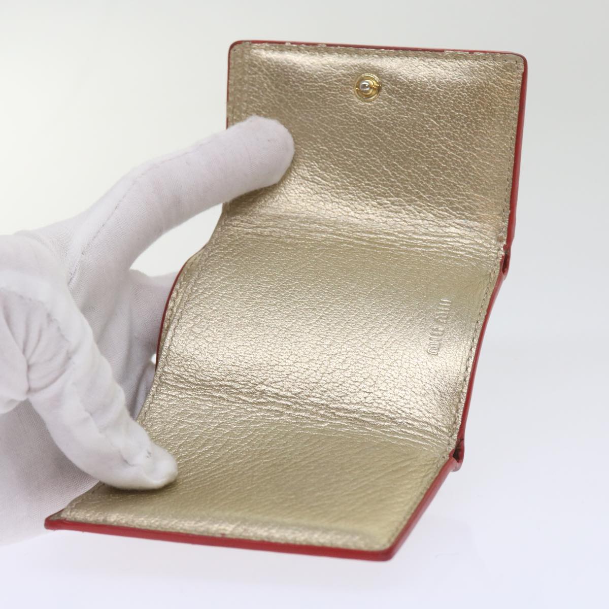 Miu Miu Wallet Leather Gold Tone Auth bs11934