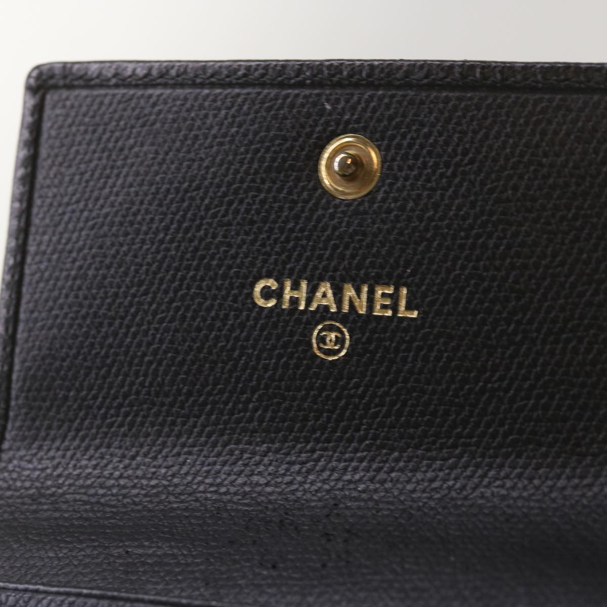 CHANEL Wallet Leather Black CC Auth bs11935