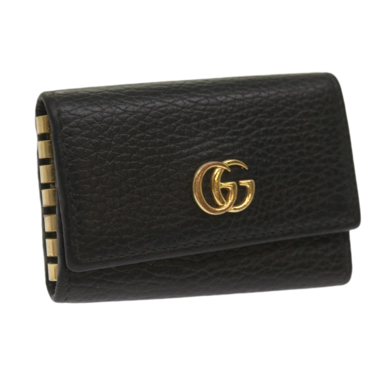GUCCI GG Marmont Key Case Leather Black 456118 Auth bs11937