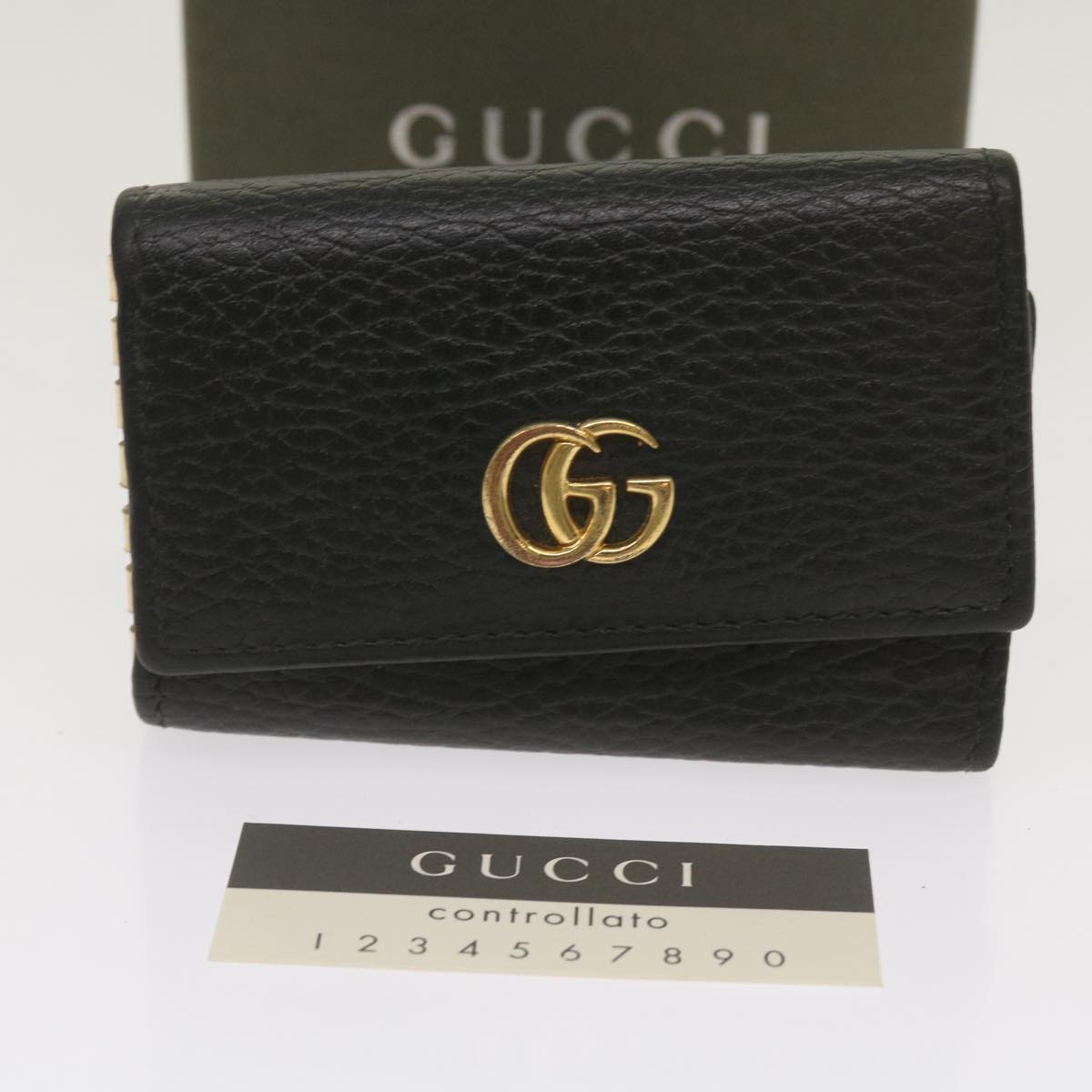 GUCCI GG Marmont Key Case Leather Black 456118 Auth bs11937