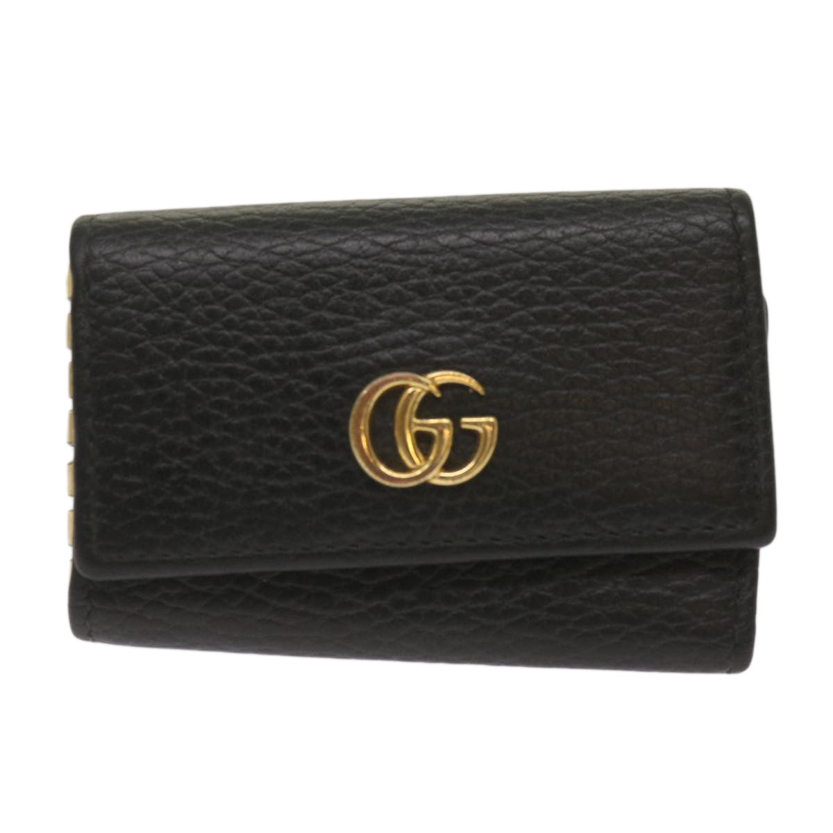 GUCCI GG Marmont Key Case Leather Black 456118 Auth bs11937