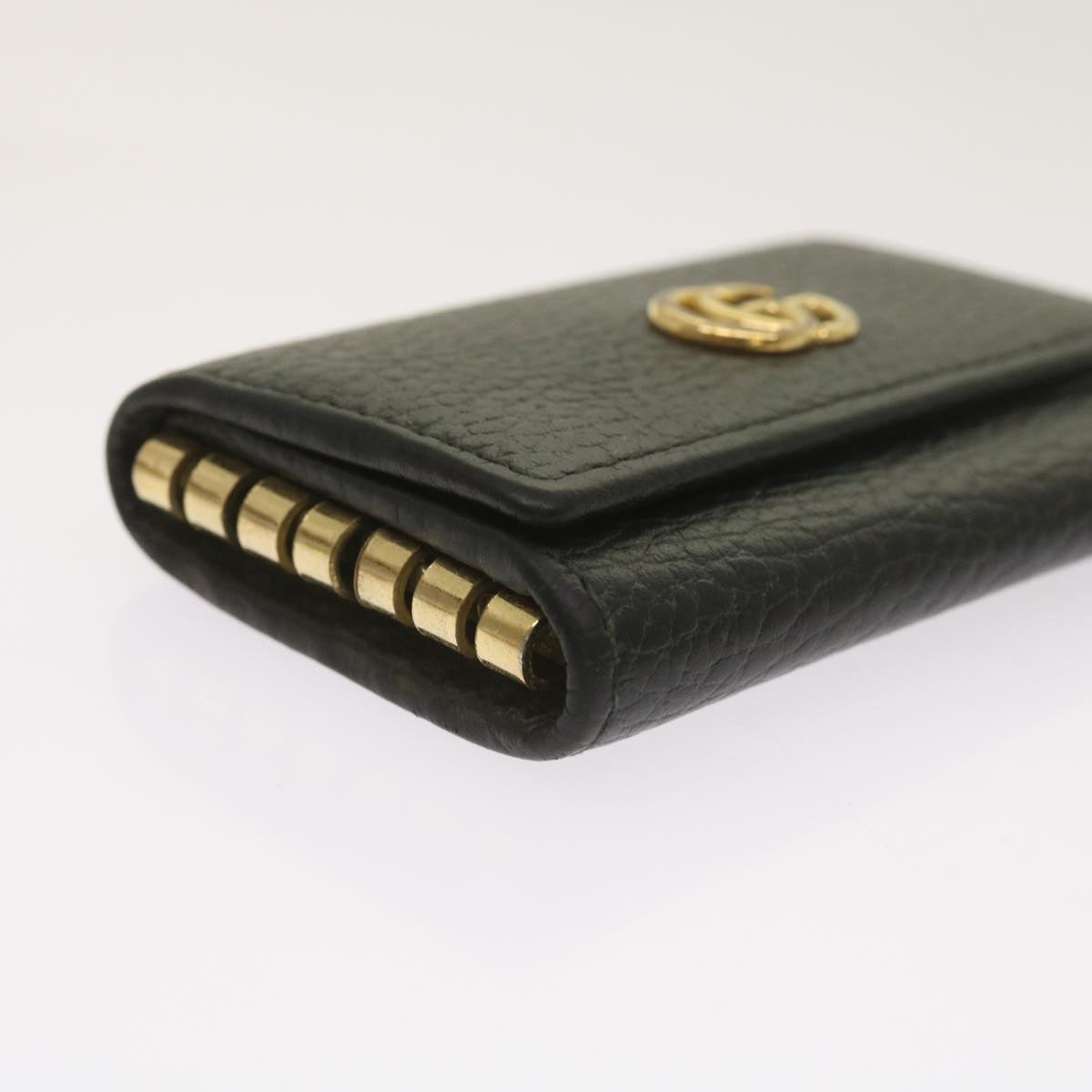 GUCCI GG Marmont Key Case Leather Black 456118 Auth bs11937