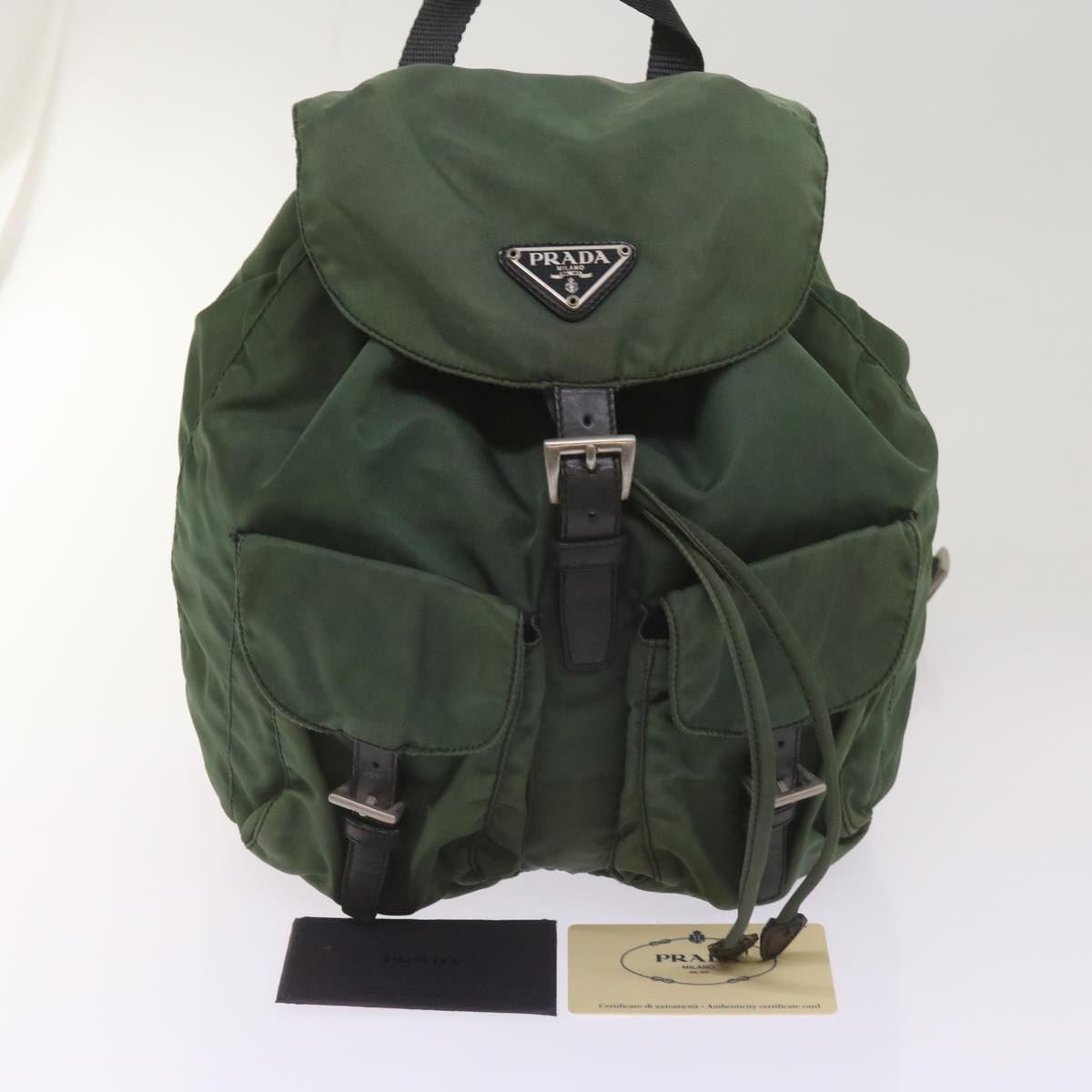 PRADA Backpack Nylon Green Auth bs11956