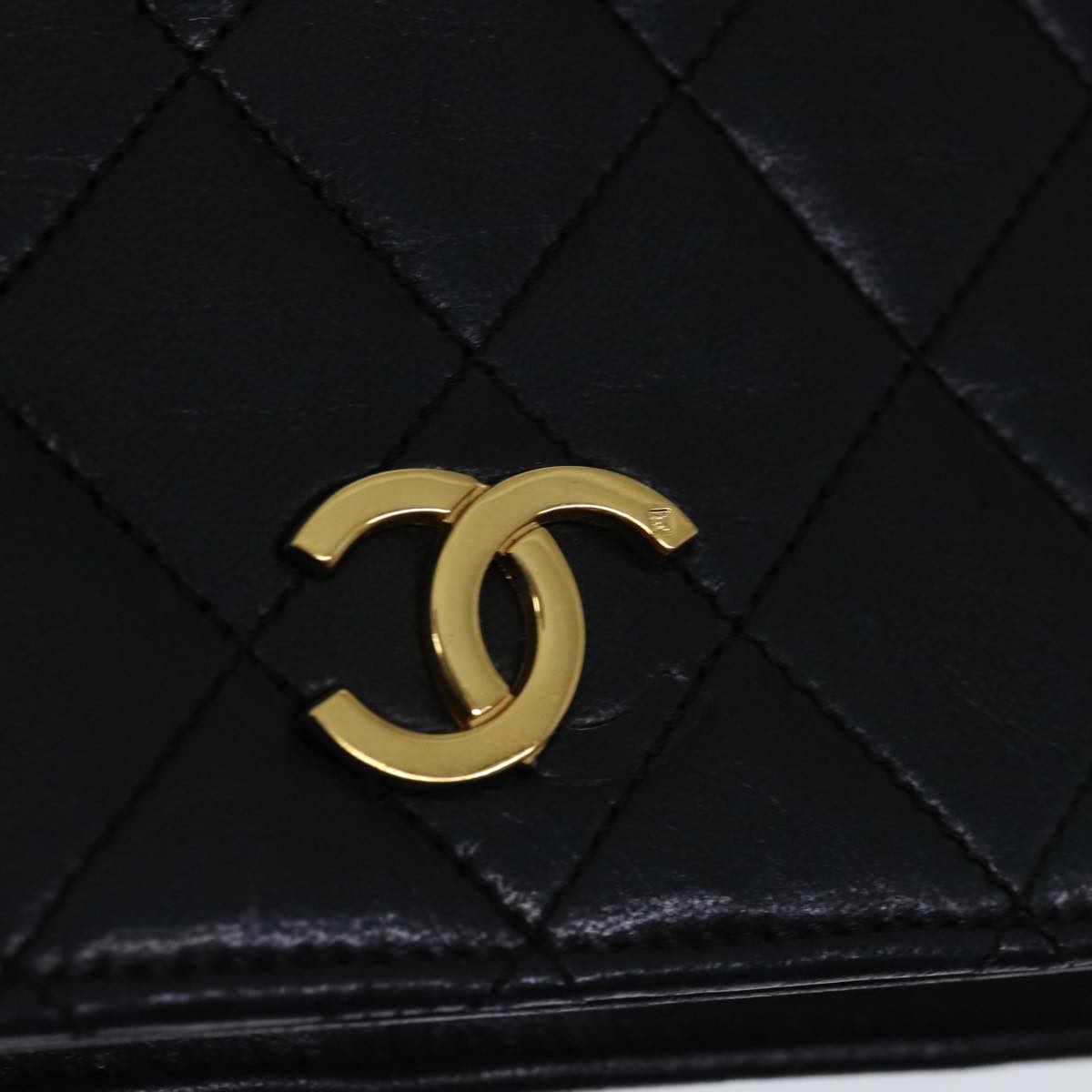 CHANEL Matelasse Chain Shoulder Bag Lamb Skin Black CC Auth bs11976