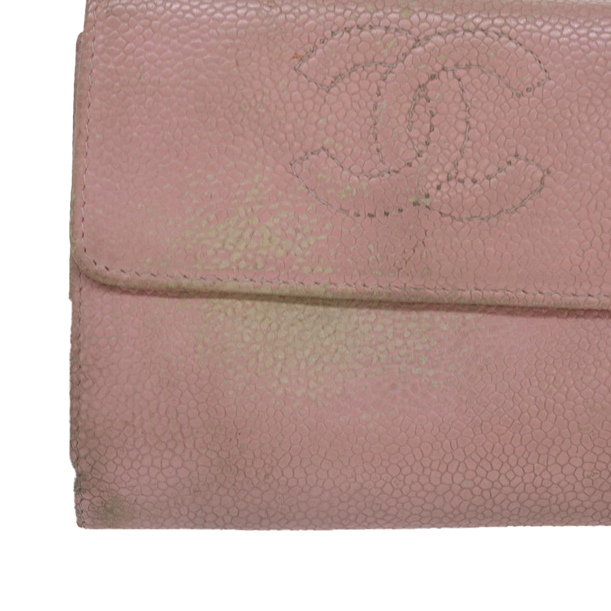 CHANEL Wallet Caviar Skin 4Set Black Pink Orange CC Auth bs11979