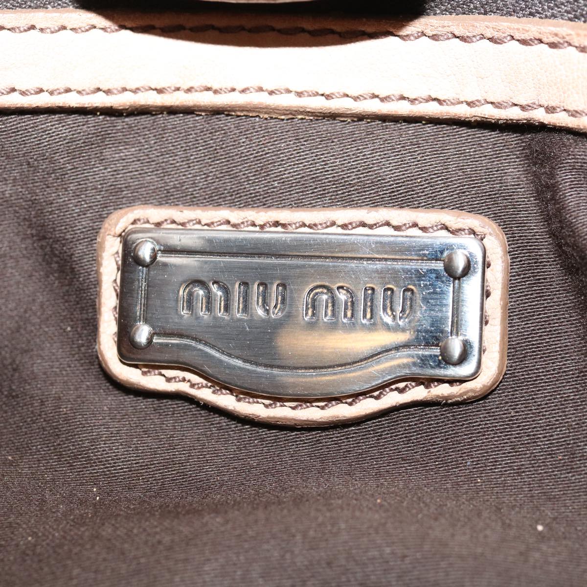 Miu Miu Hand Bag Leather 2way Beige Auth bs11993