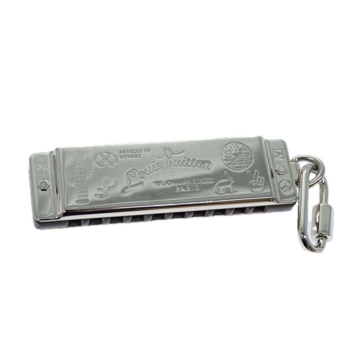 LOUIS VUITTON Harmonica Metal Silver LV Auth bs11994