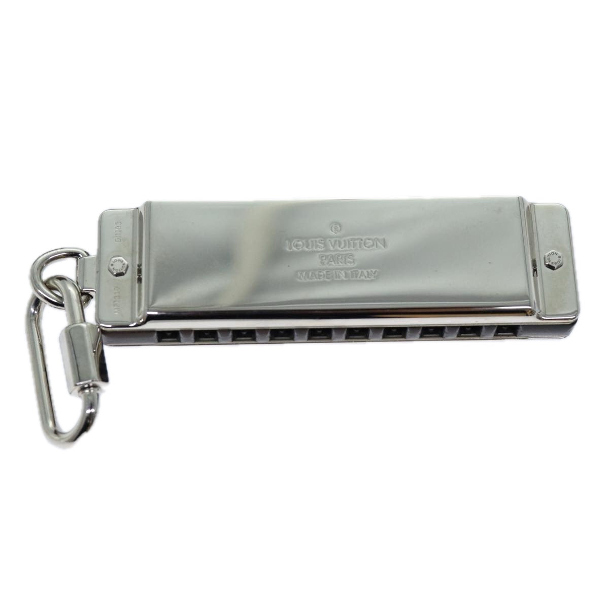 LOUIS VUITTON Harmonica Metal Silver LV Auth bs11994