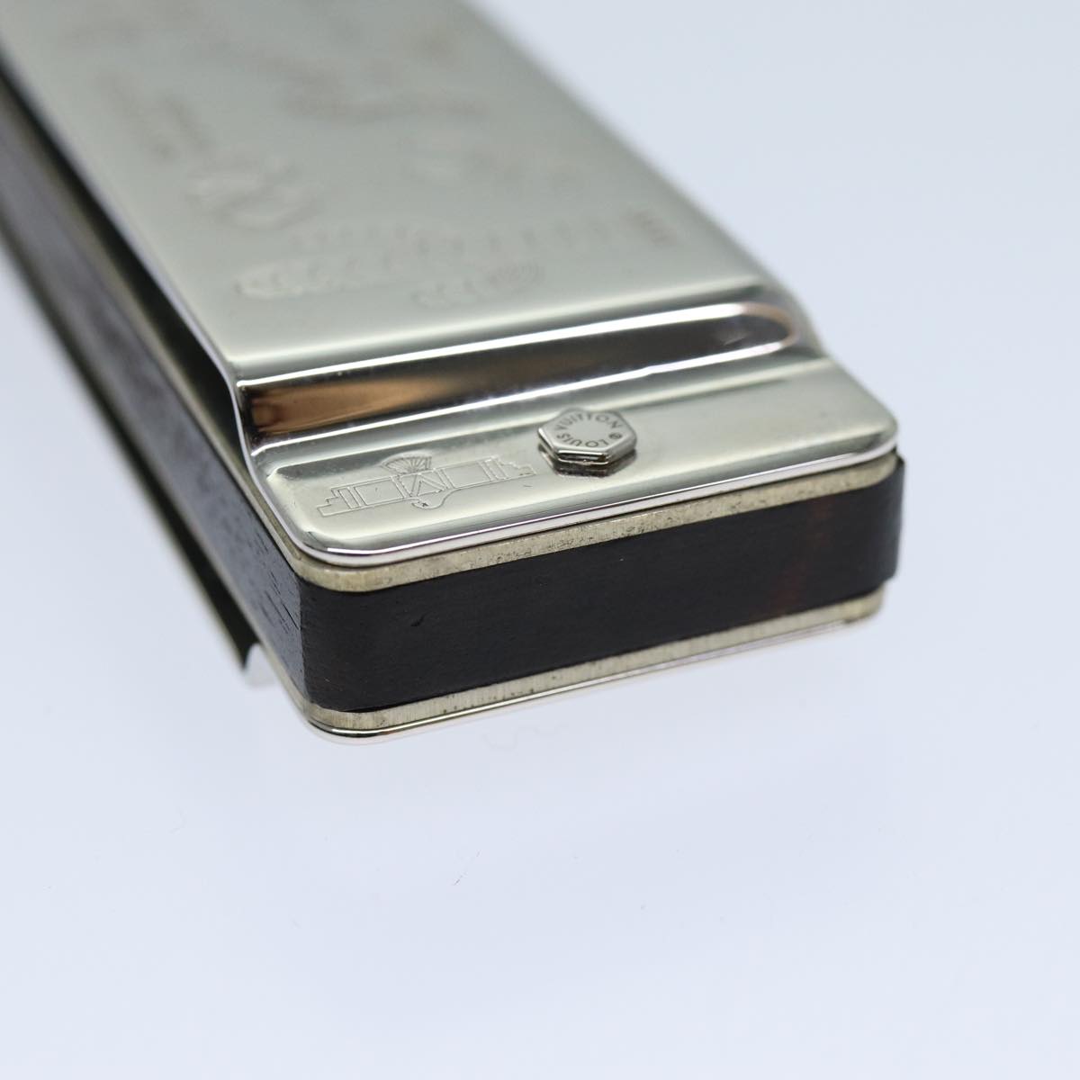 LOUIS VUITTON Harmonica Metal Silver LV Auth bs11994