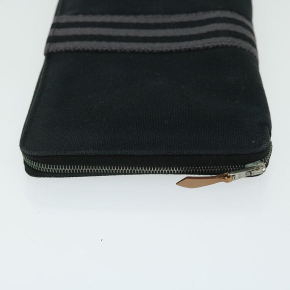 HERMES Fourre Tout Perth GM Geldbörse Canvas Schwarz Auth bs11999