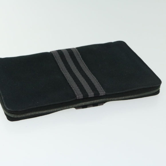 HERMES Fourre Tout Perth GM Long Wallet Canvas Black Auth bs11999