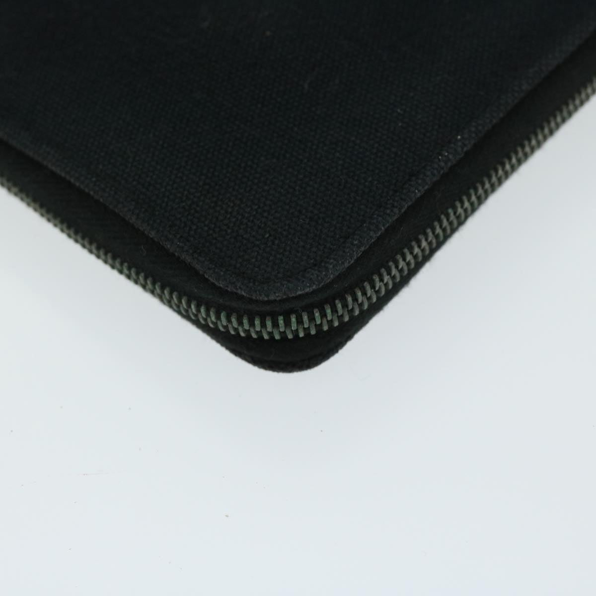 HERMES Fourre Tout Perth GM Long Wallet Canvas Black Auth bs11999