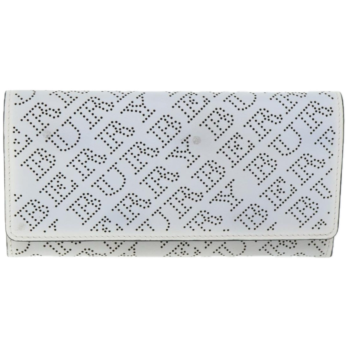 BURBERRY Long Wallet Leather White Auth bs12001