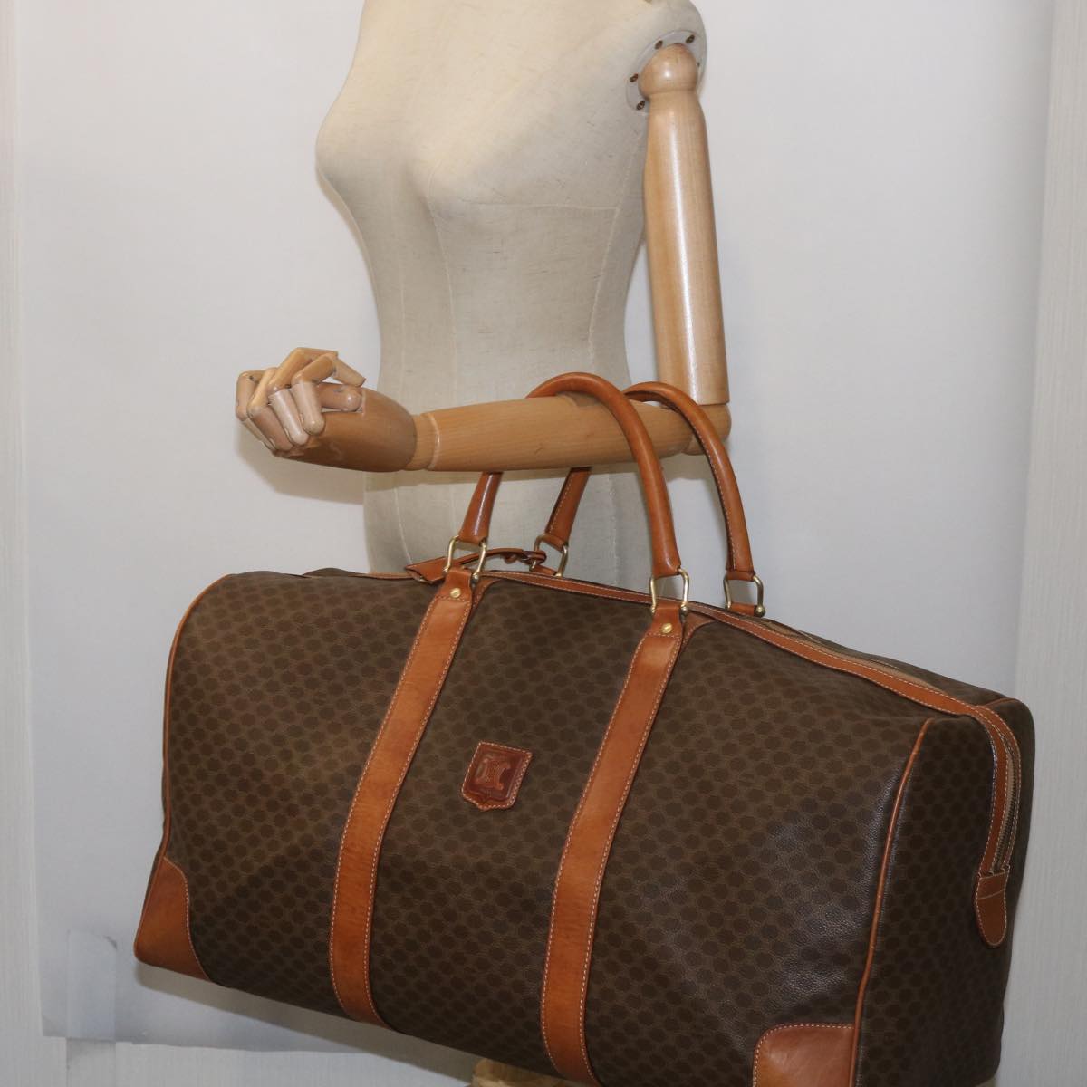 CELINE Macadam Canvas Boston Bag PVC Brown Auth bs12004