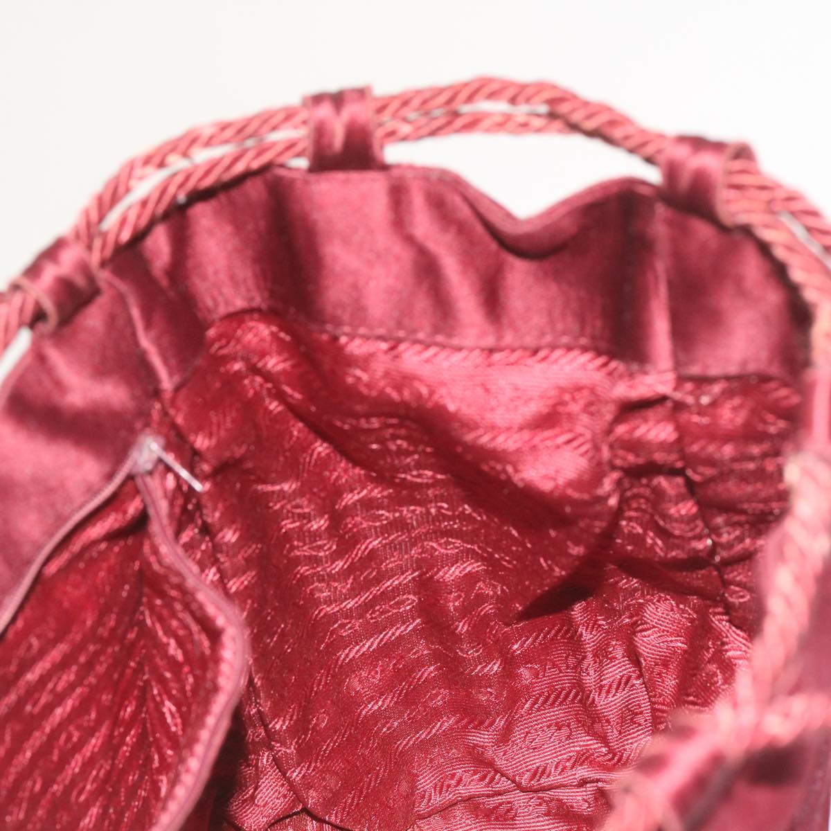 PRADA Shoulder Bag Satin Wine Red Auth bs12014