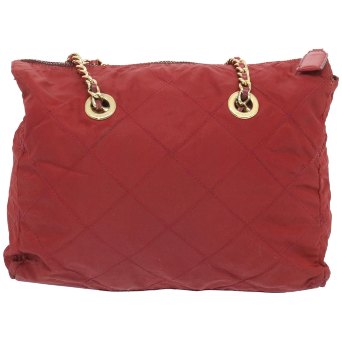 PRADA Chain Shoulder Bag Nylon Red Auth bs12018 - 0