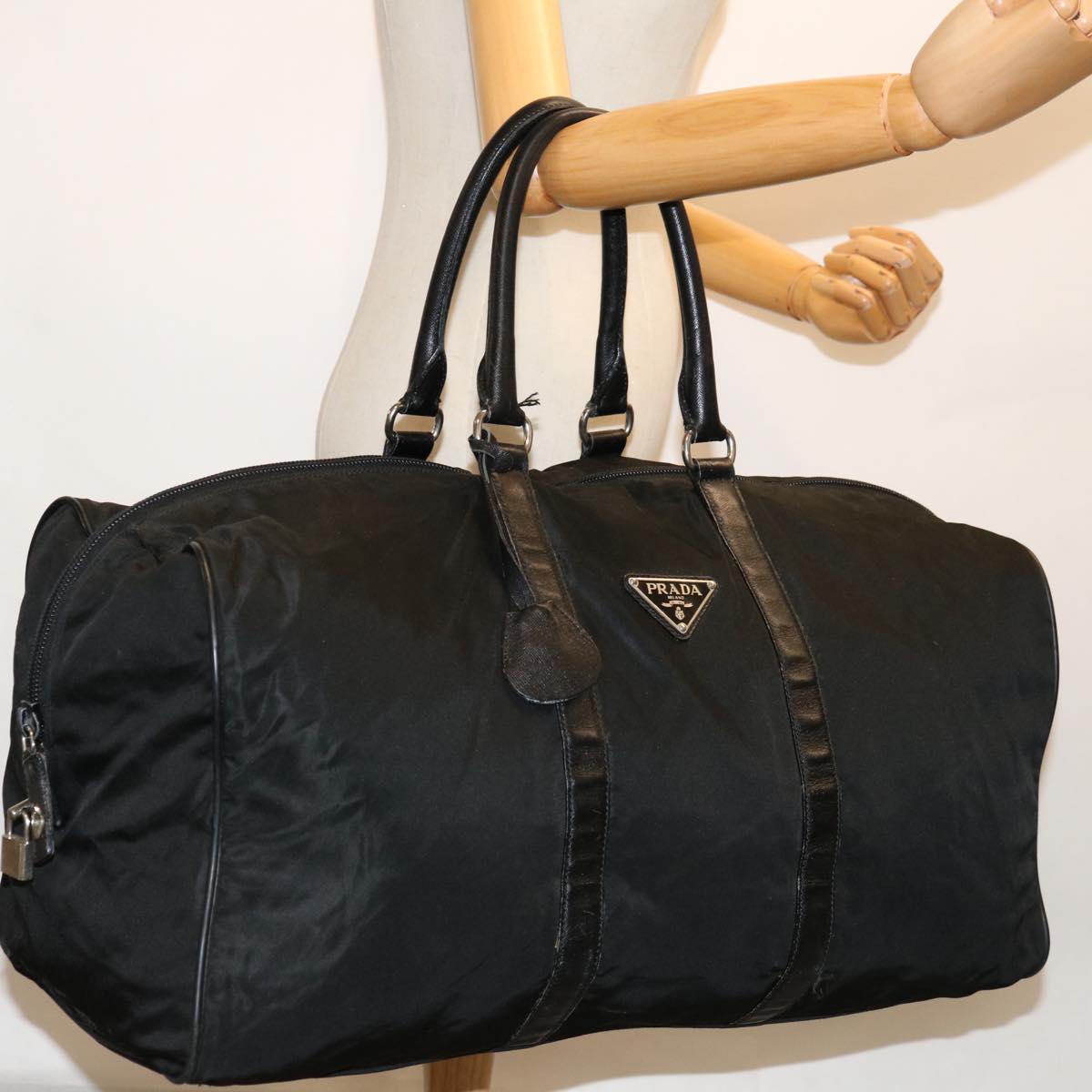 PRADA Boston Bag Nylon Black Auth bs12027