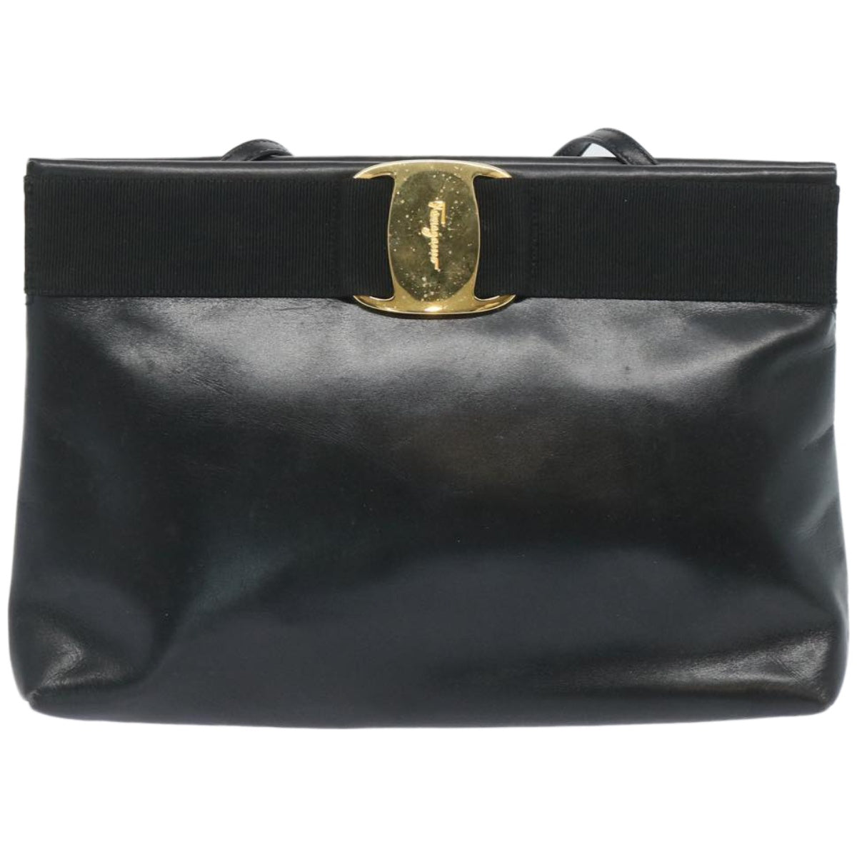 Salvatore Ferragamo Shoulder Bag Leather Black Auth bs12033 - 0
