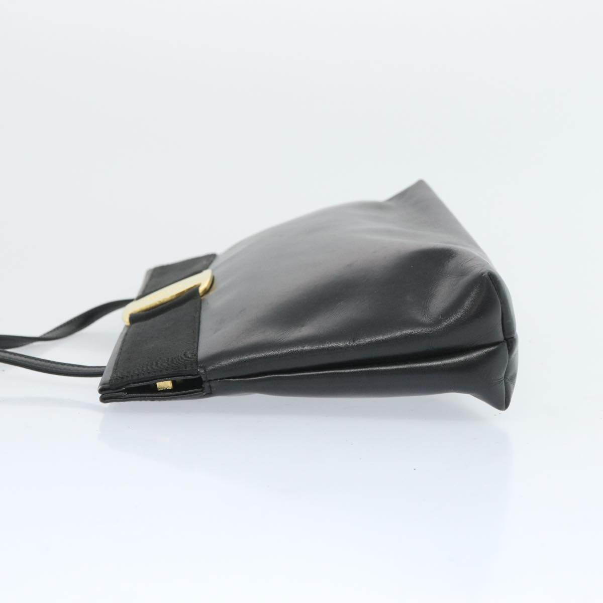 Salvatore Ferragamo Shoulder Bag Leather Black Auth bs12033