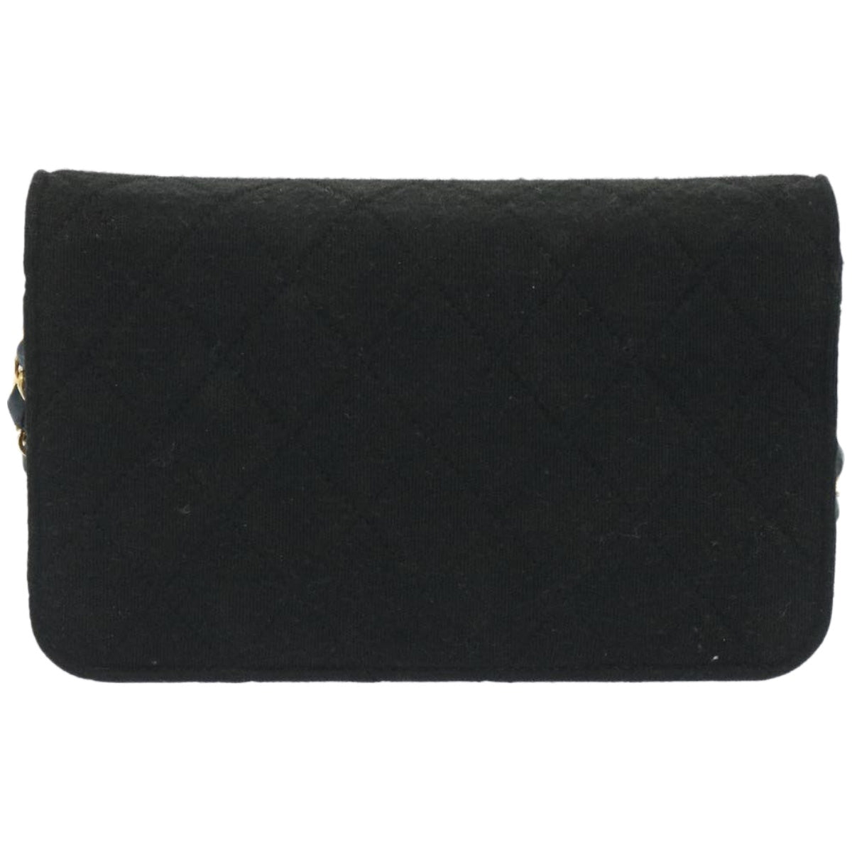 CHANEL Matelasse Chain Shoulder Bag Cotton Black CC Auth bs12038