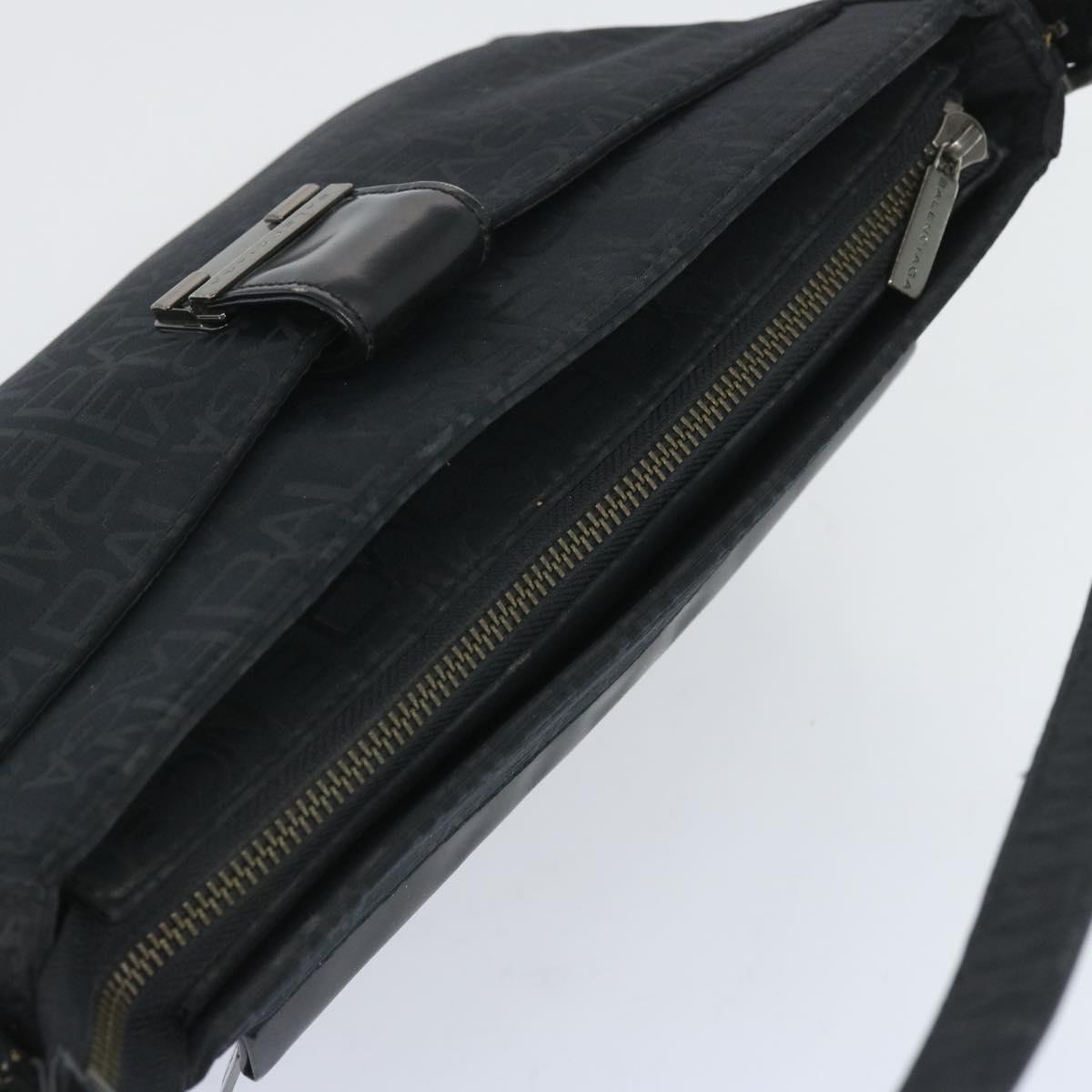 BALENCIAGA Shoulder Bag Canvas Black Auth bs12040