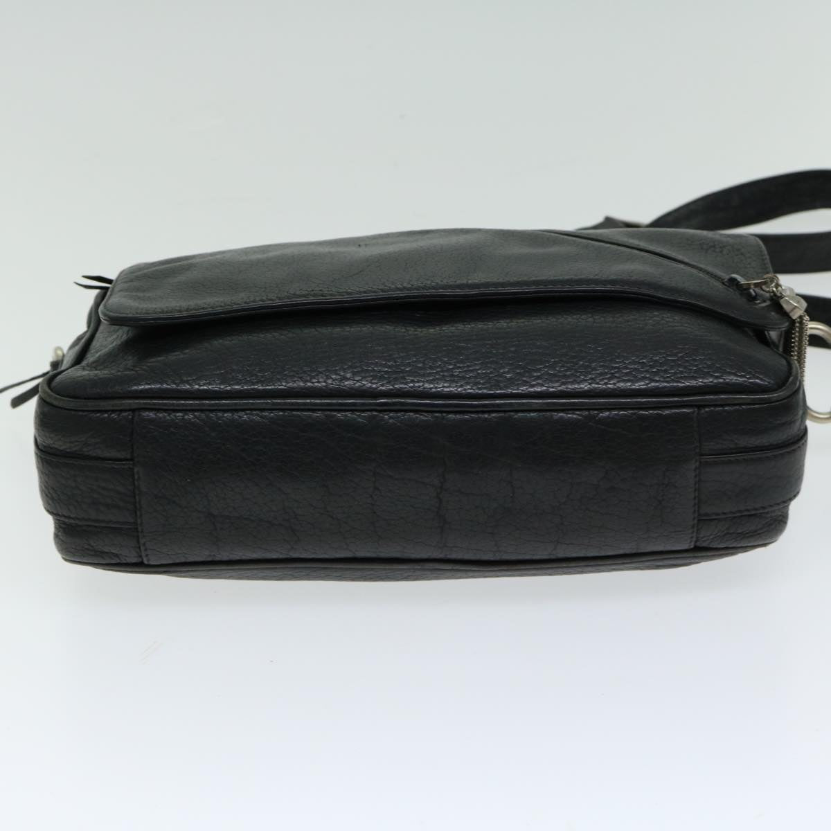 Gianni Versace Shoulder Bag Leather Black Auth bs12043