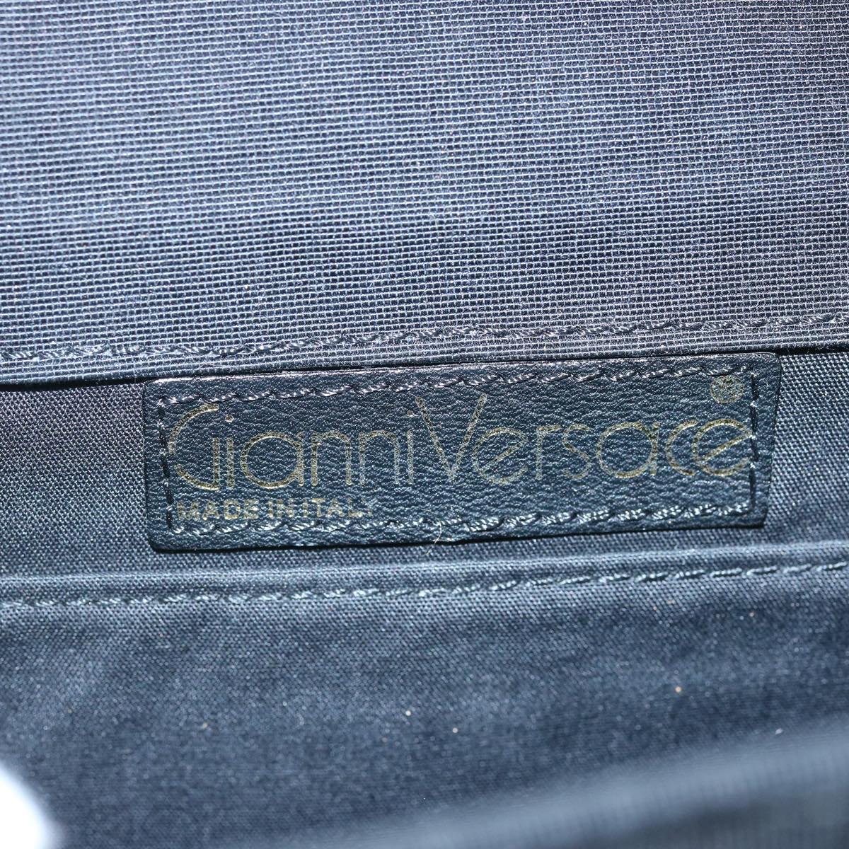 Gianni Versace Shoulder Bag Canvas Black Auth bs12044