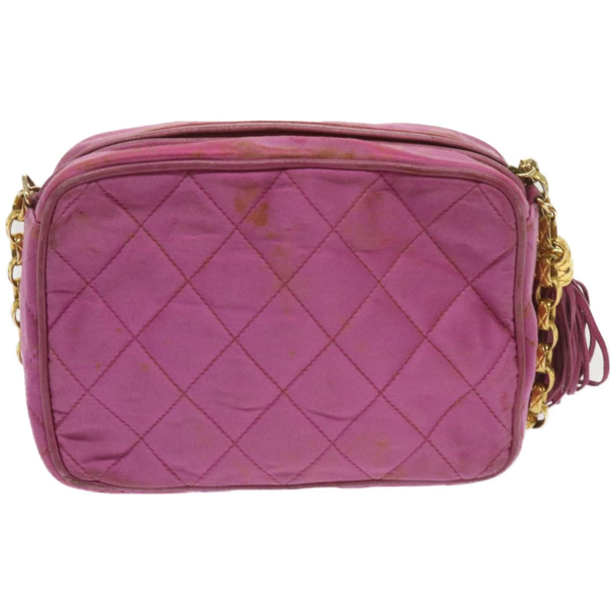 CHANEL Chain Shoulder Bag Satin Pink CC Auth bs12068 - 0