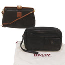 BALLY Clutch Shoulder Bag Leather 2Set Black Auth bs12075-1