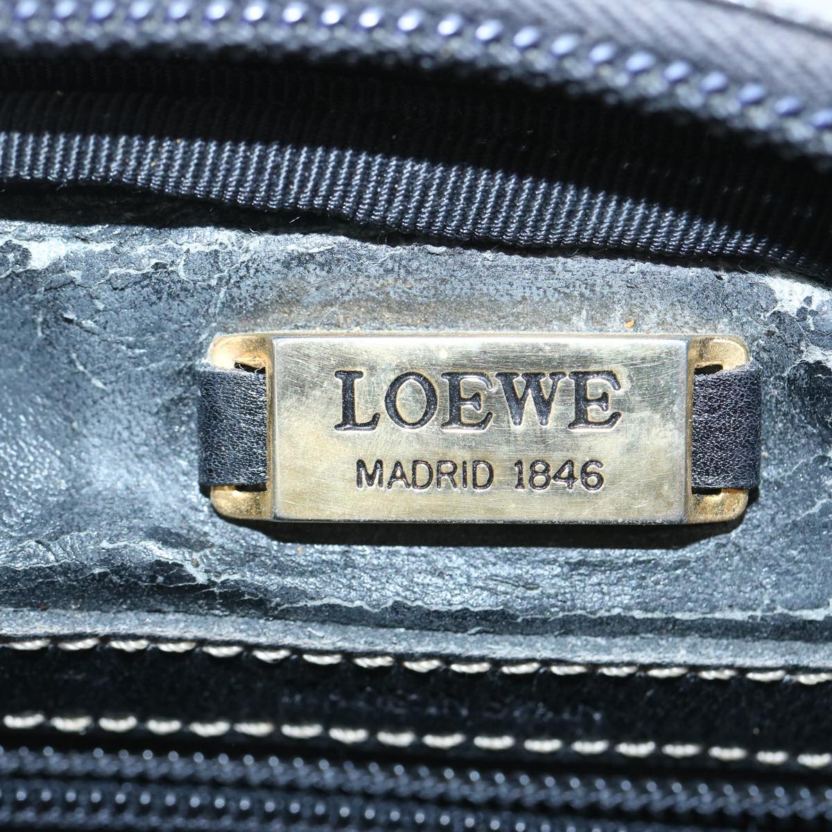 LOEWE Shoulder Bag Leather Black Auth bs12078