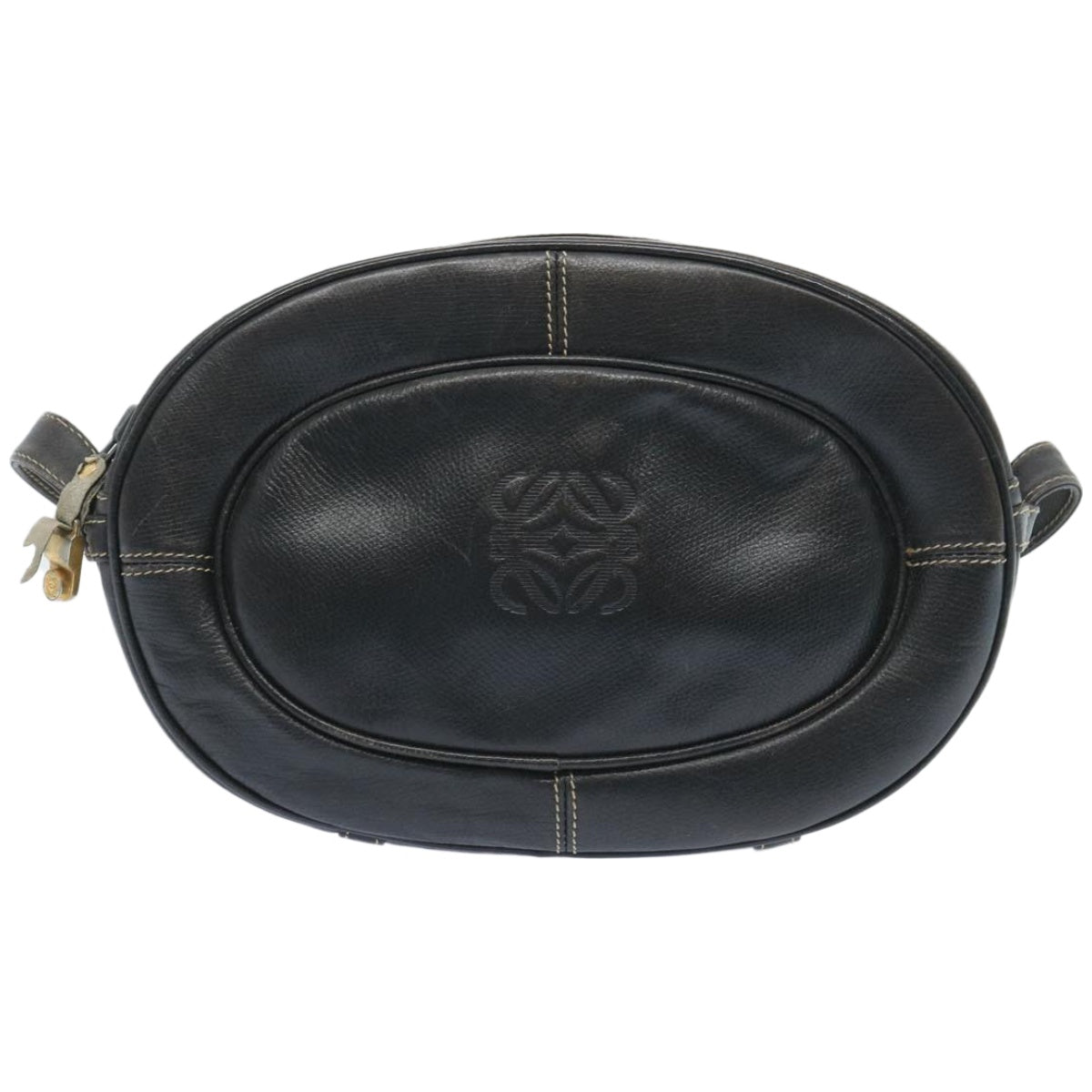 LOEWE Shoulder Bag Leather Black Auth bs12078