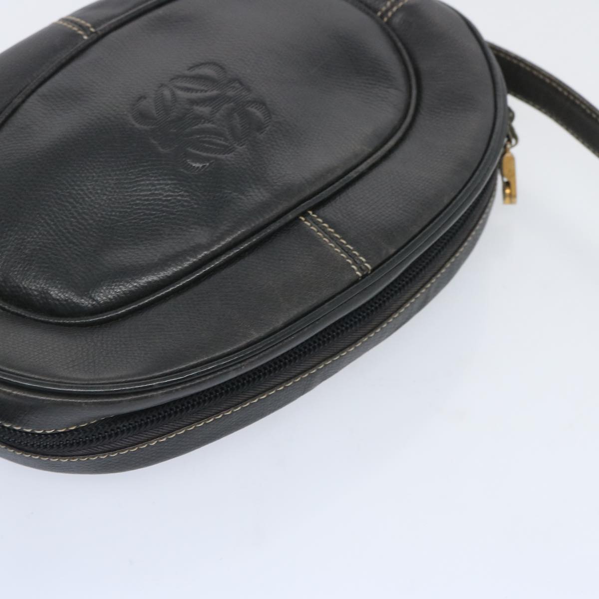 LOEWE Shoulder Bag Leather Black Auth bs12078