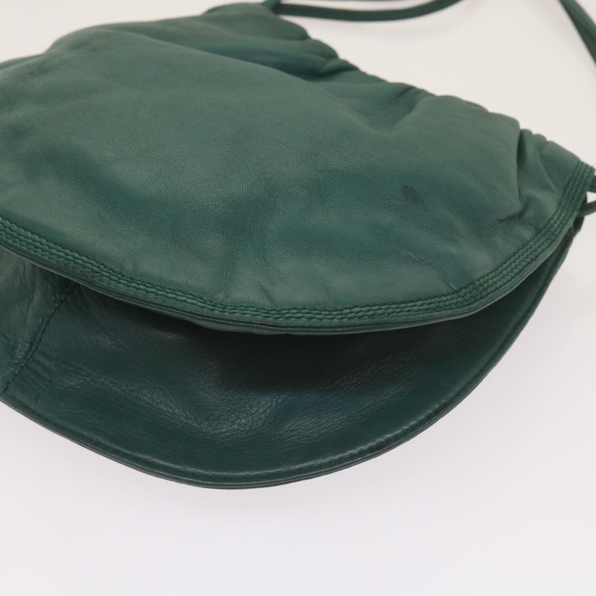 LOEWE Shoulder Bag Leather Green Auth bs12079