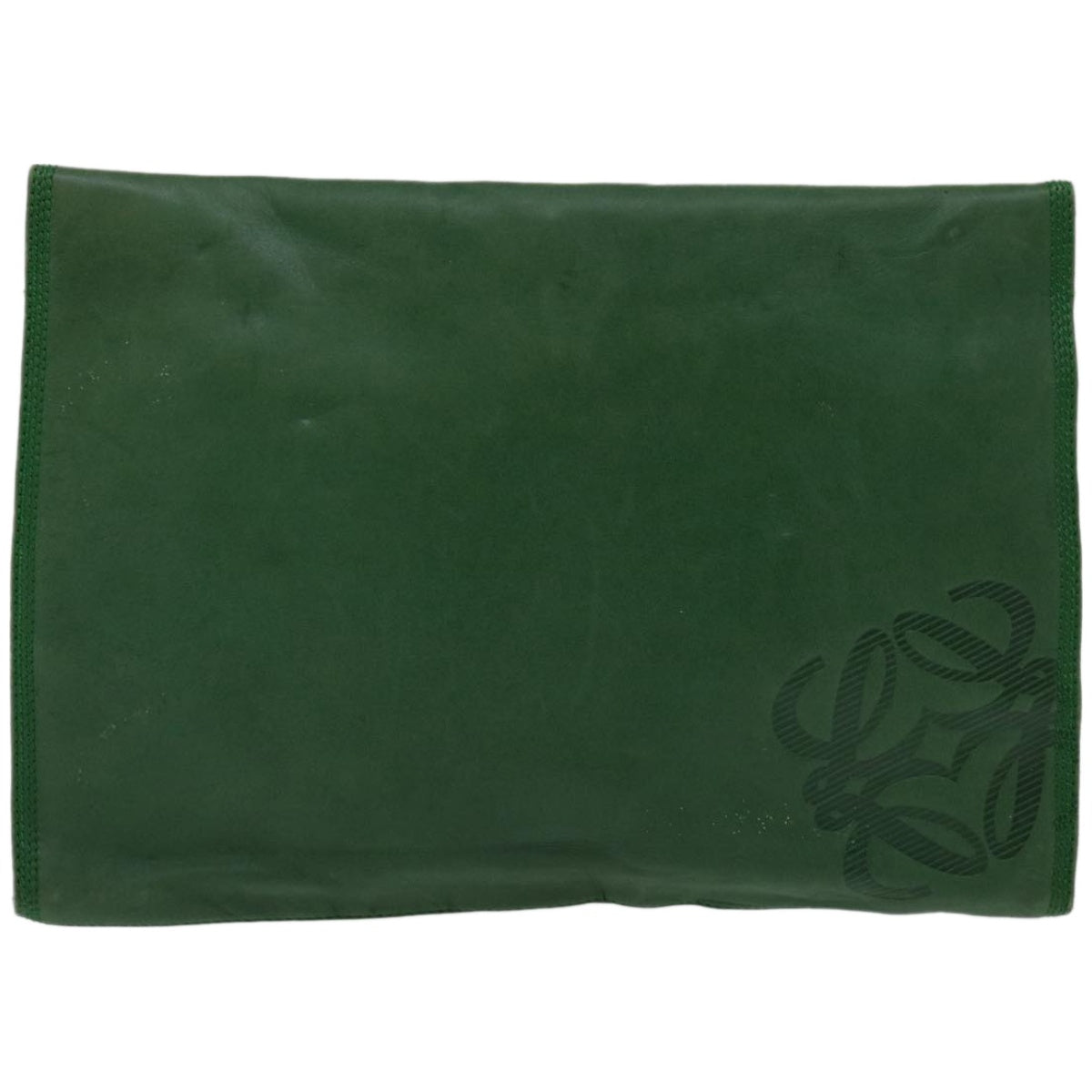 LOEWE Clutch Bag Leather Green Auth bs12080