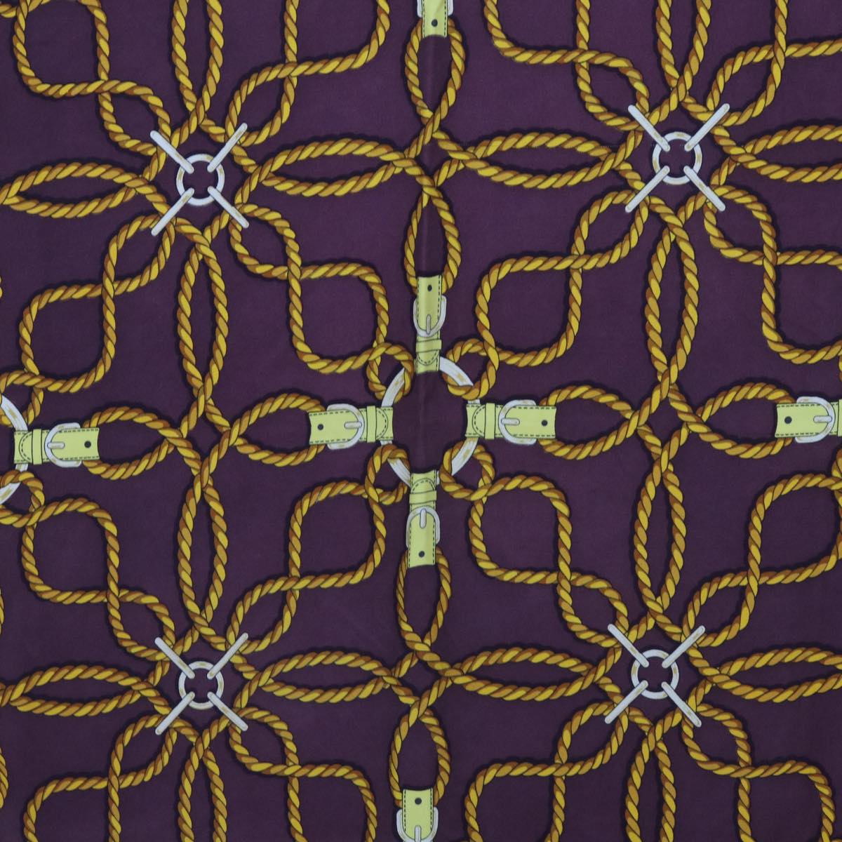 HERMES Carre 70 Rope motif Scarf Silk Brown Auth bs12084