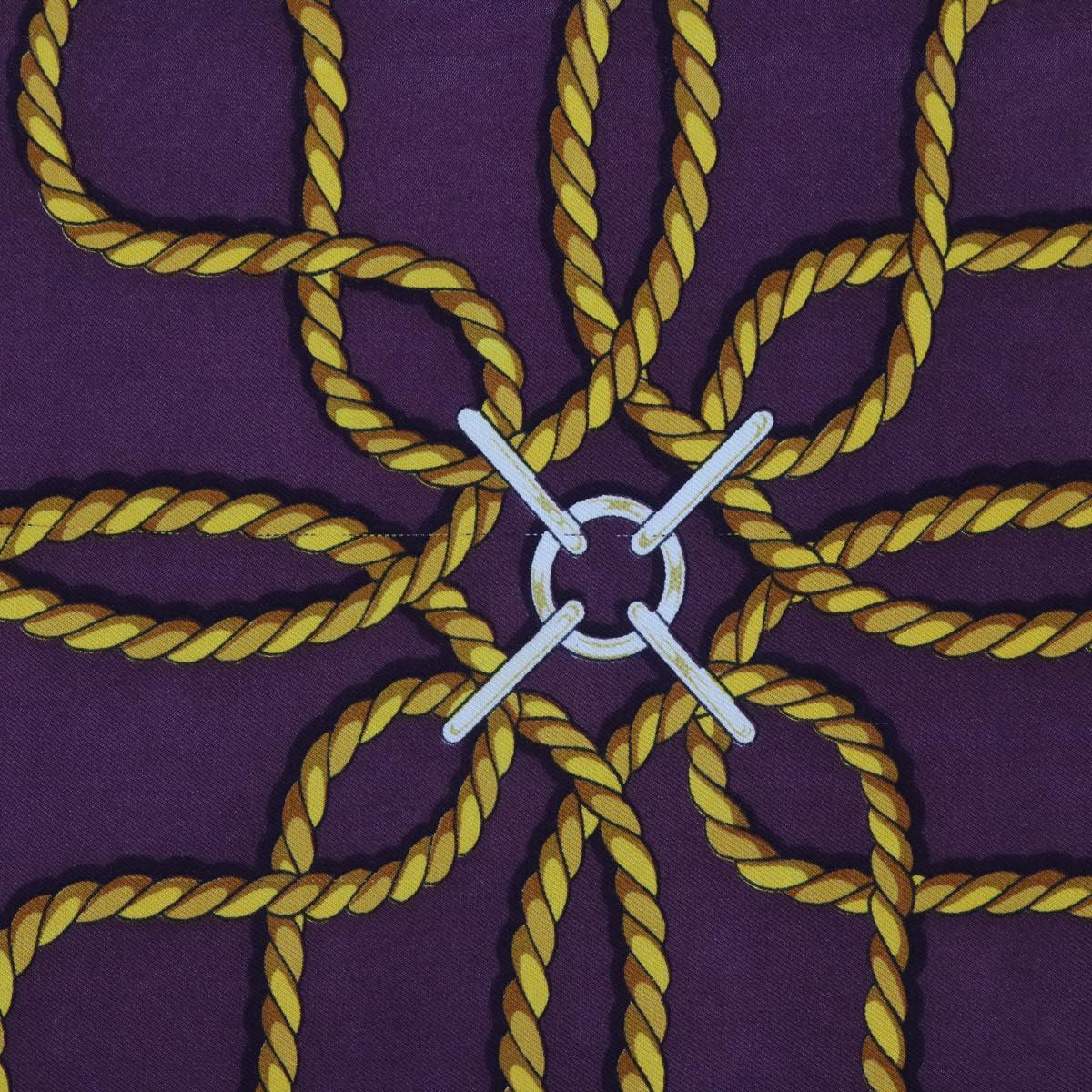 HERMES Carre 70 Rope motif Scarf Silk Brown Auth bs12084