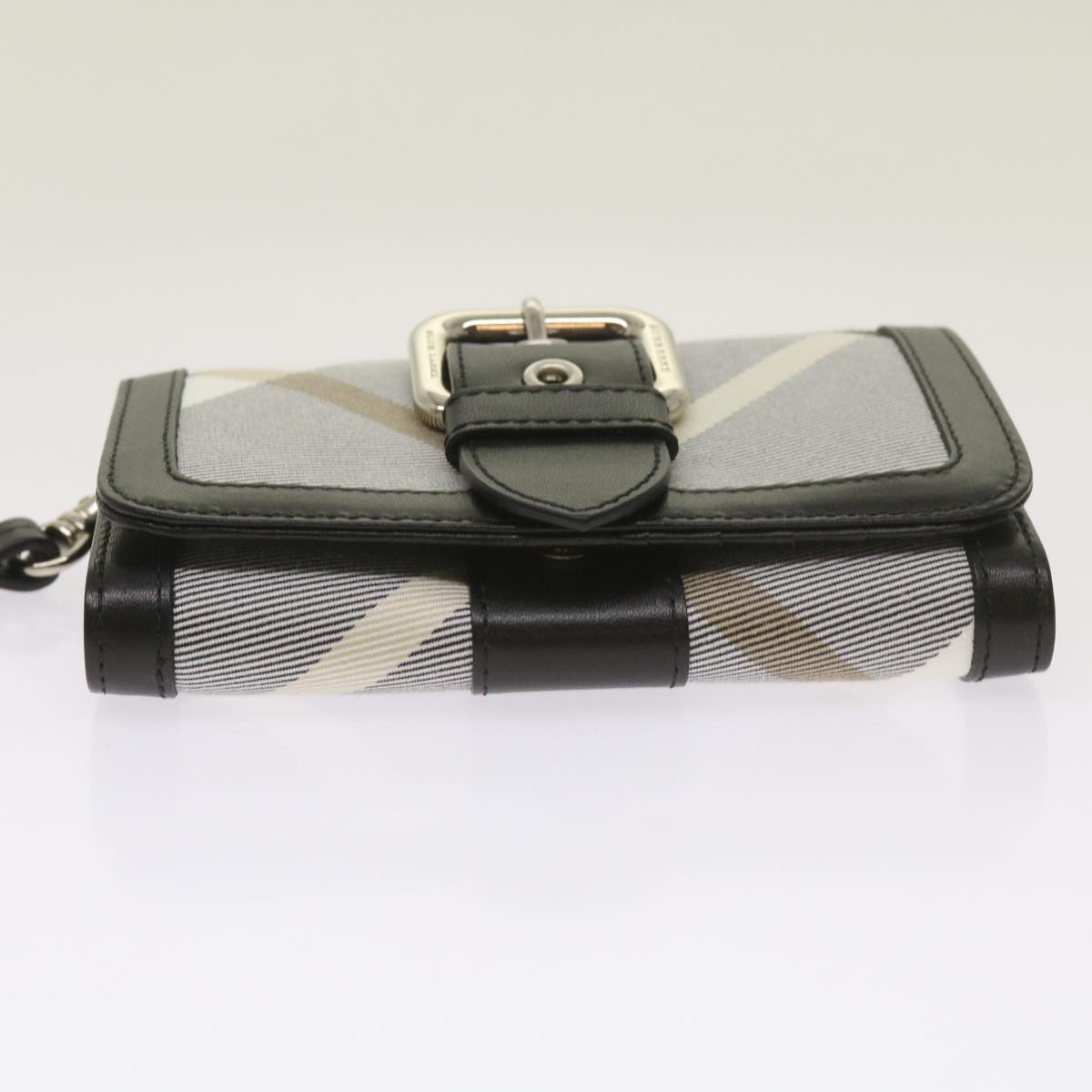 BURBERRY Nova Check Wallet Nylon Gray Black Auth bs12103