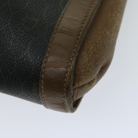 Christian Dior Honeycomb Canvas Clutch Bag PVC Leather Black Auth bs12112