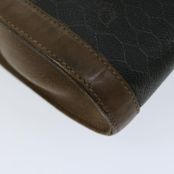 Christian Dior Honeycomb Canvas Clutch Bag PVC Leather Black Auth bs12112