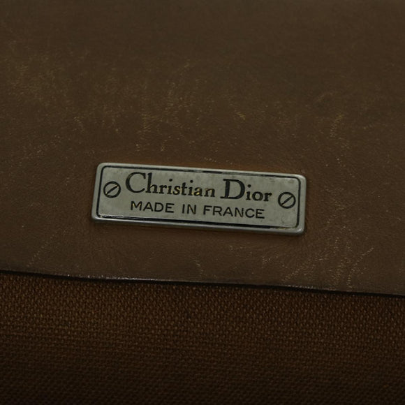 Christian Dior Honeycomb Canvas Clutch Bag PVC Leather Black Auth bs12112