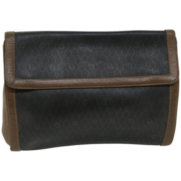 Christian Dior Honeycomb Canvas Clutch Bag PVC Leather Black Auth bs12112 - 0