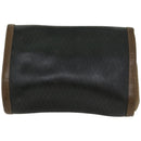 Christian Dior Honeycomb Canvas Clutch Bag PVC Leather Black Auth bs12112-3