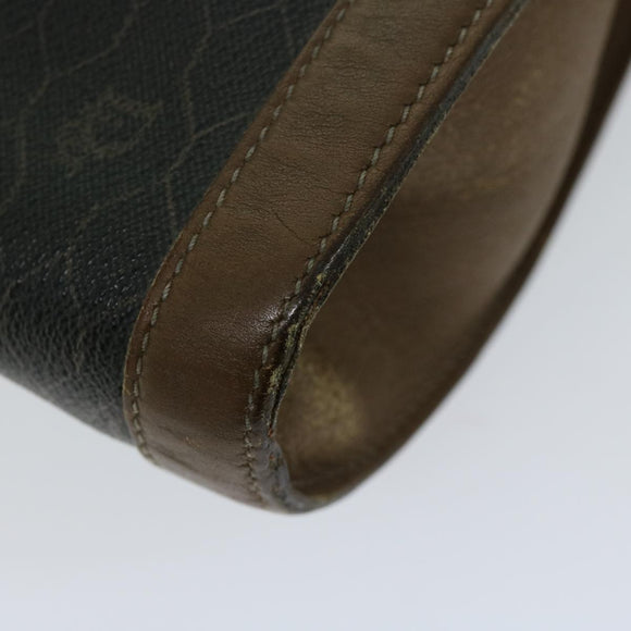 Christian Dior Honeycomb Canvas Clutch Bag PVC Leather Black Auth bs12112