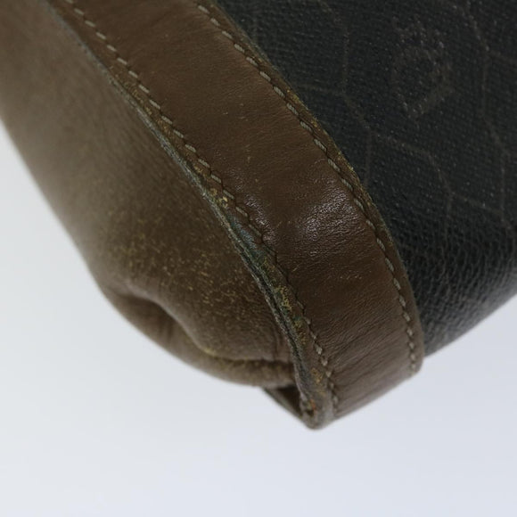 Christian Dior Honeycomb Canvas Clutch Bag PVC Leather Black Auth bs12112