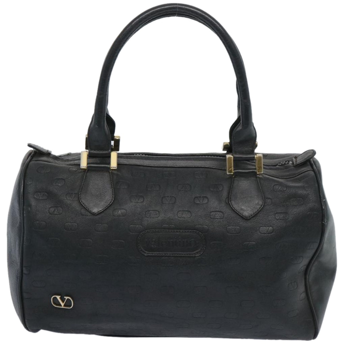VALENTINO Hand Bag Leather Black Auth bs12115