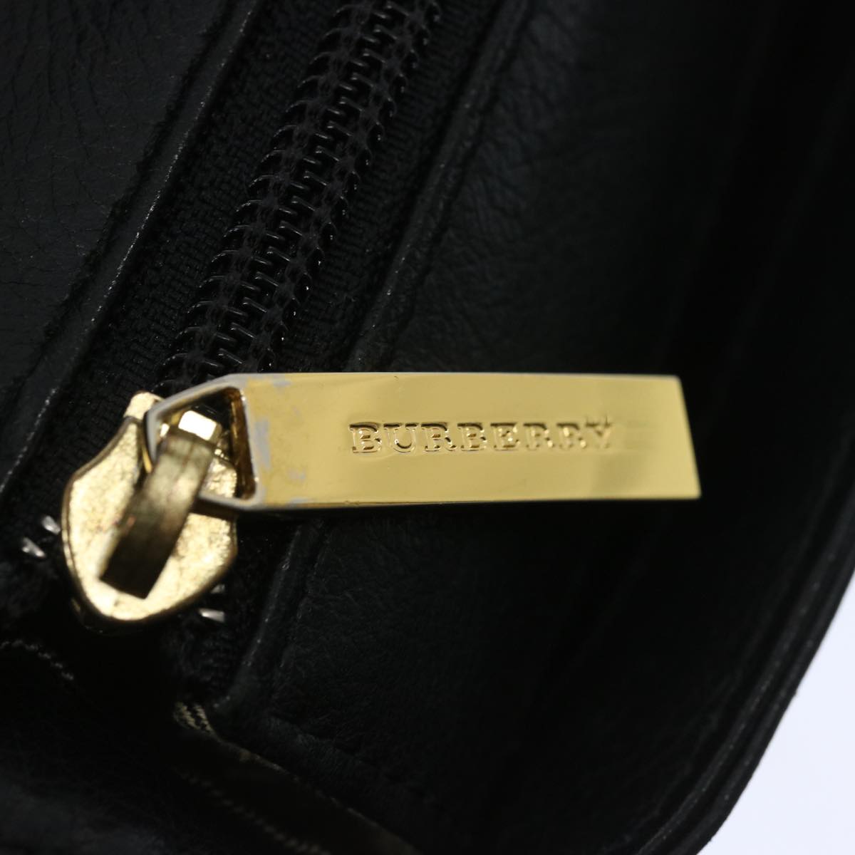 BURBERRY Shoulder Bag Leather Black Auth bs12117