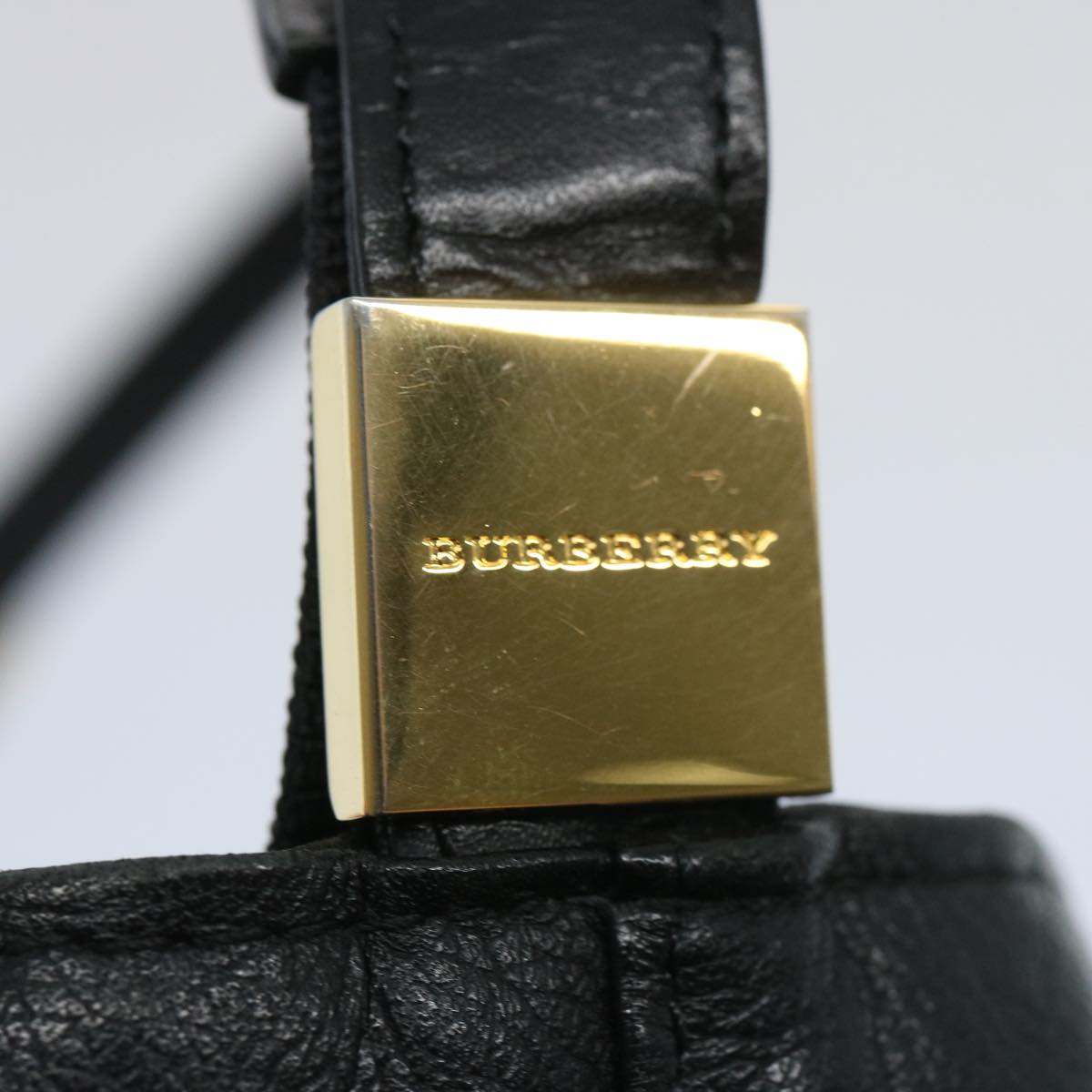 BURBERRY Shoulder Bag Leather Black Auth bs12117