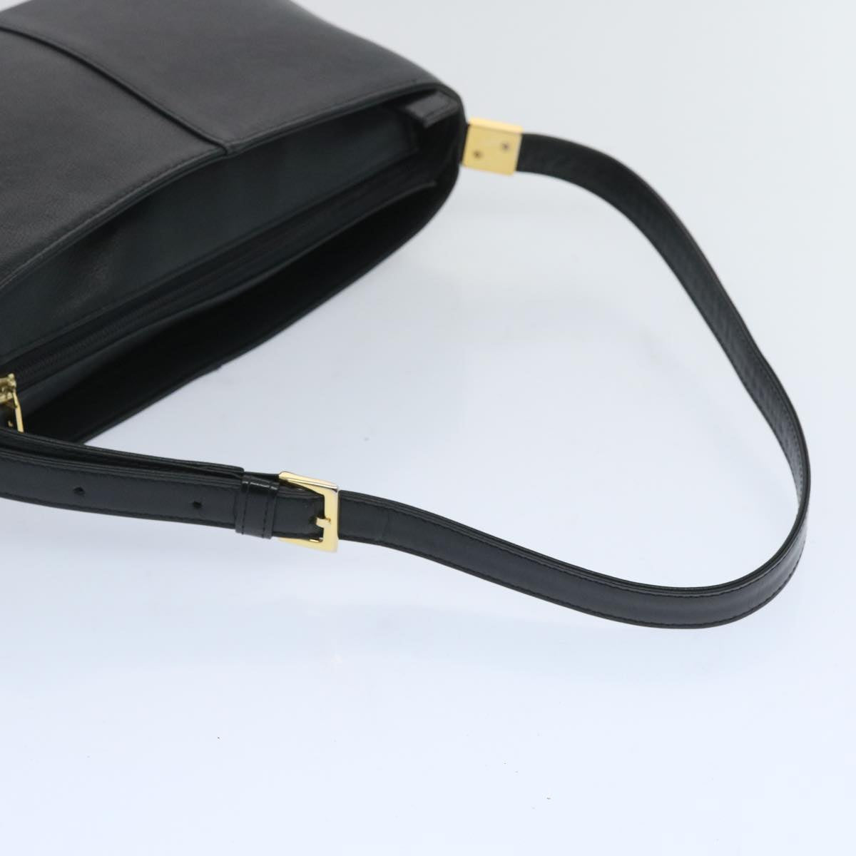 BURBERRY Shoulder Bag Leather Black Auth bs12117